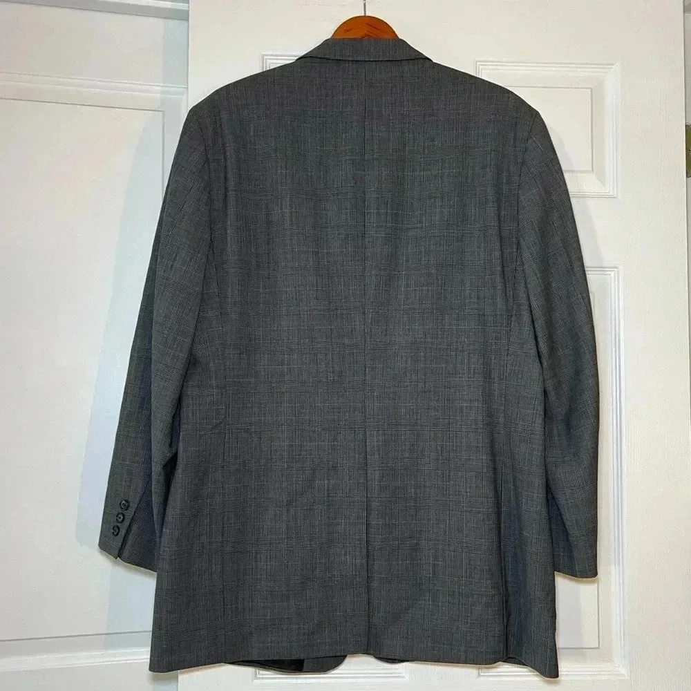 Brooks Brothers Brooksease Blazer / Suit Jacket size 44L Gray Subtle Blue Plaid